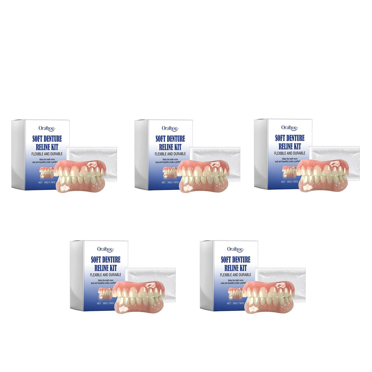 Oralhoe Soft Denture Reline Kit – Temporary Cosmetic Dental Braces Denture Reline Kit Qst 5sets boxed