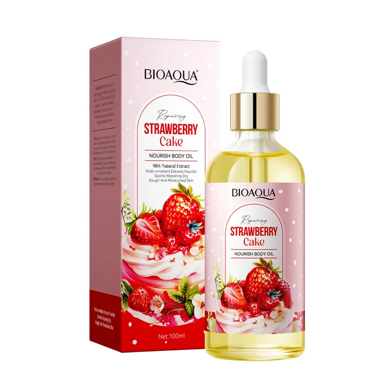 Strawberry Cake Body Oil 100ml – Moisturizing Massage Oil Body Massage Oil Qst Body oil 100ml 1pcs