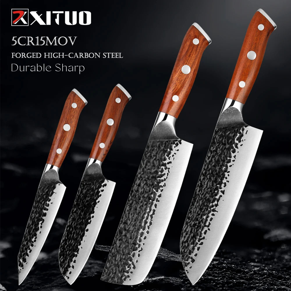 Xituo Chef Knife Set – Hand Forged High Carbon Steel Full Tang Chef Knife Set Qst