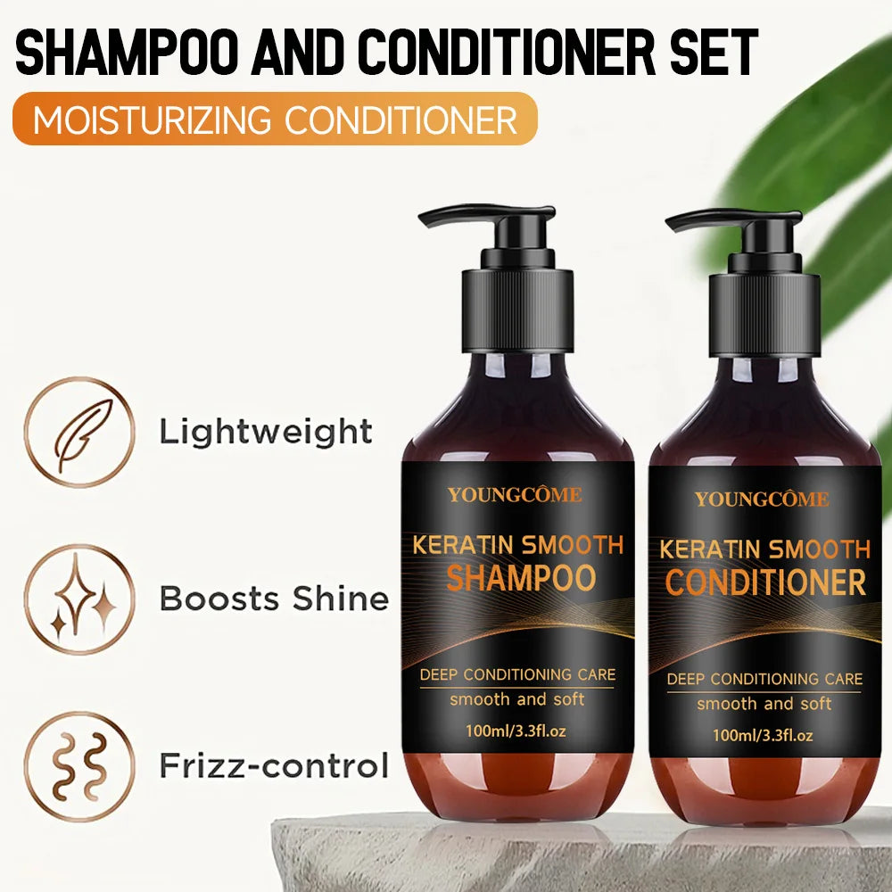 YOUNGCOME Collagen Keratin Shampoo & Conditioner Set – 2 Pcs Shampoo Conditioner Set Qst