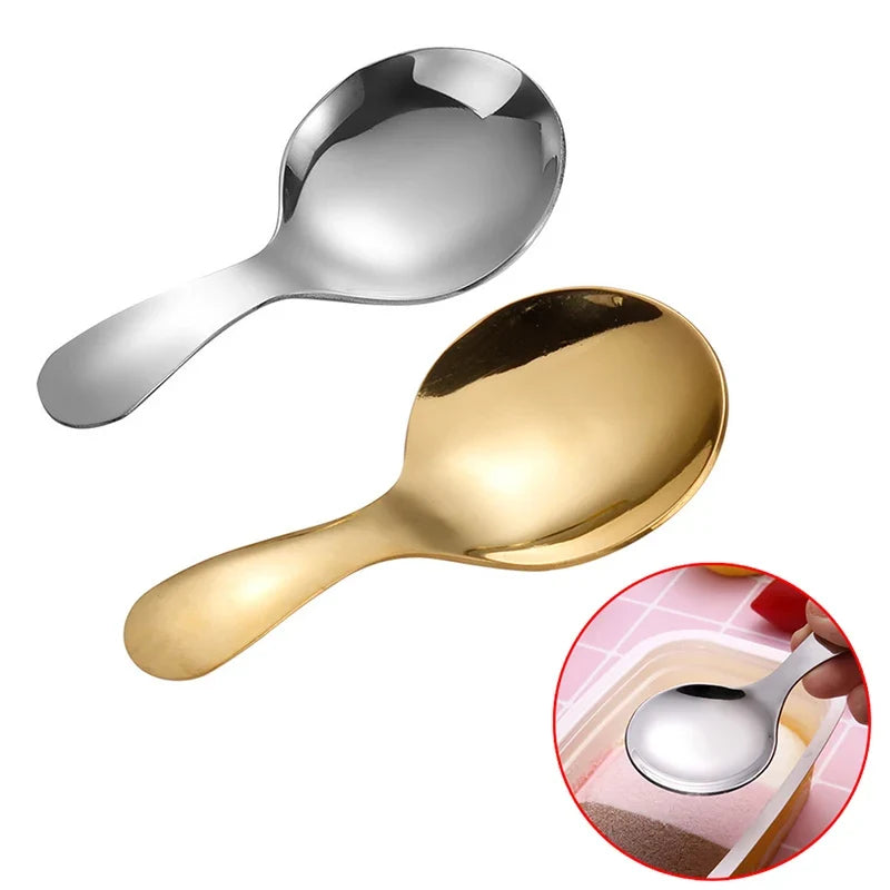 Gold Stainless Steel Short Handle Spoon – Tea, Coffee & Ice Cream Kitchen Spoon Qme