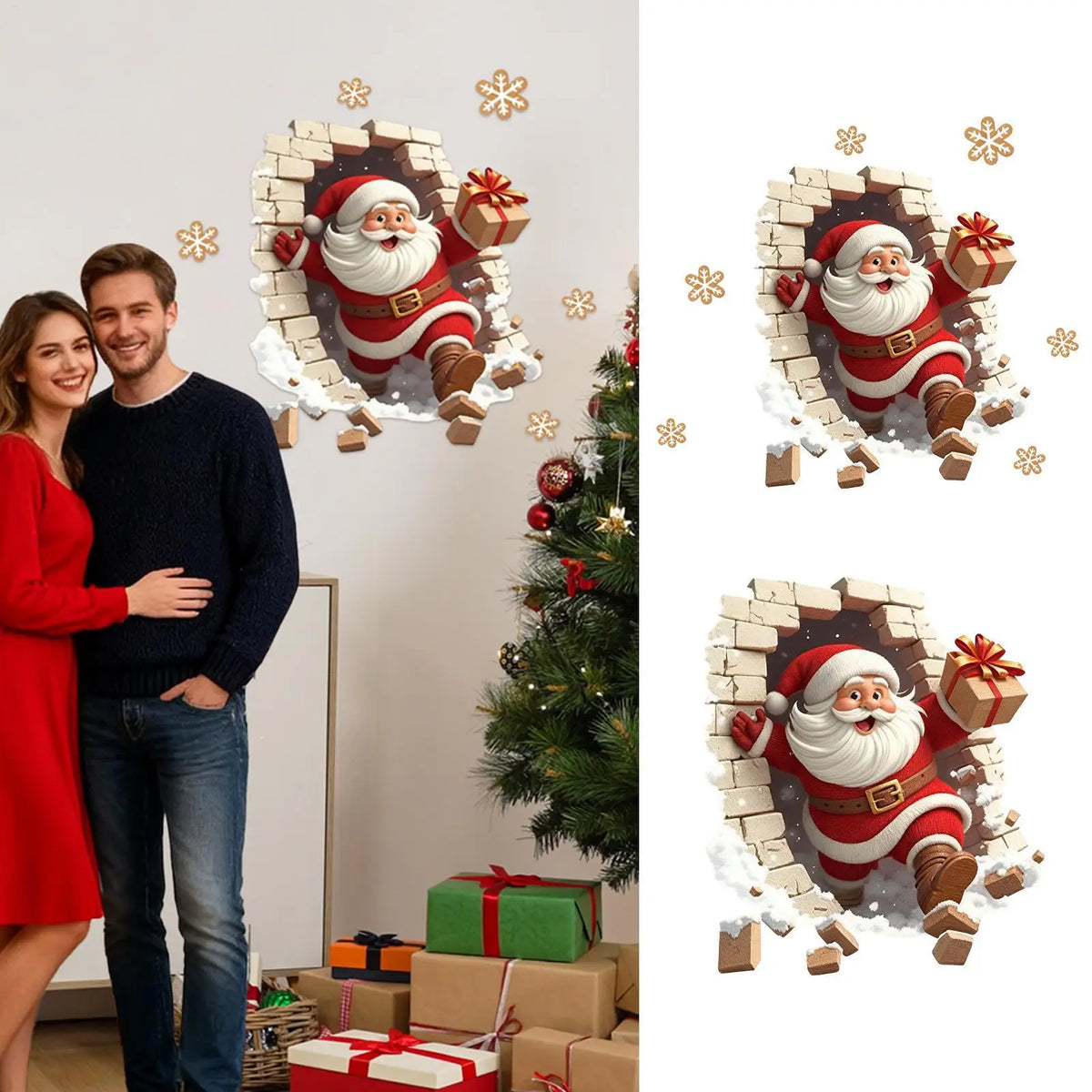 Santa Claus Christmas Wall Decal Holiday Sticker | 35x40cm Christmas Wall Decal Qme