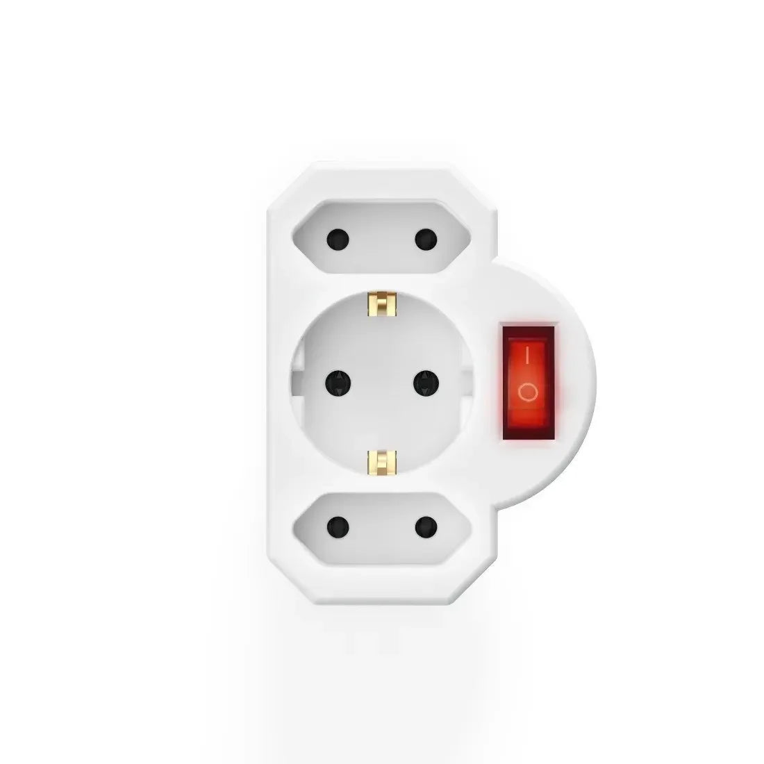 1-to-3 Euro Plug Adapter with Switch | German Schuko Standard Plug Adapter Converter Qme a circle