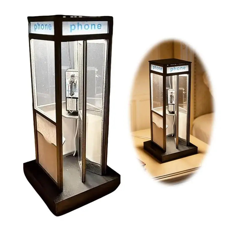 Retro Telephone Booth Table Lamp – Warm LED Vintage Night Light Decorative Table Lamp Qme Default Title