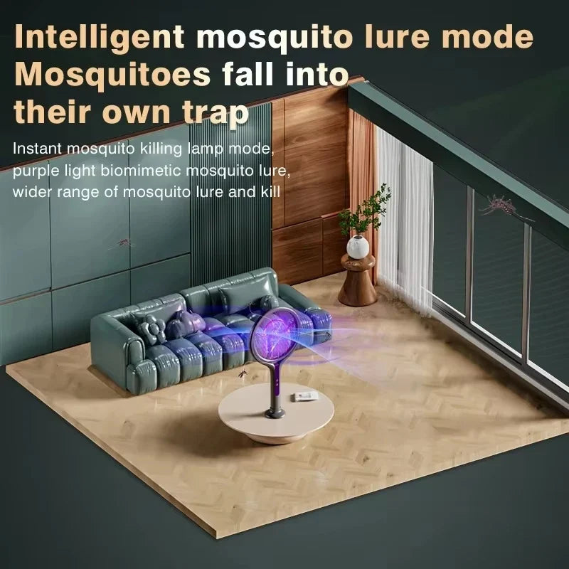 2-in-1 Mosquito Killer Lamp & Retractable Swatter USB Rechargeable Electric Mosquito Swatter Qme