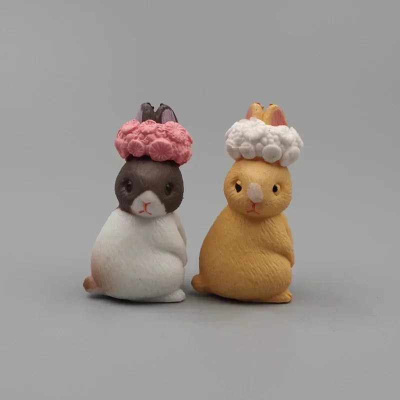 Cute Mini Rabbit Figurines – Miniature Bunny Desk Ornament Miniature Figurine Qme