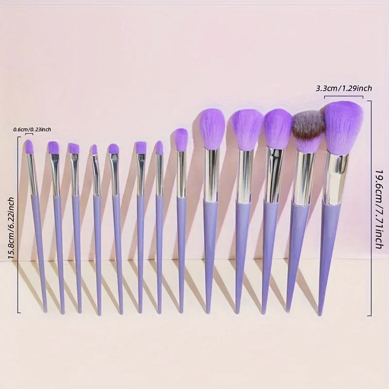 13-Piece Purple Makeup Brush Set with Storage Bag & Sponge Makeup Brush Set Qme