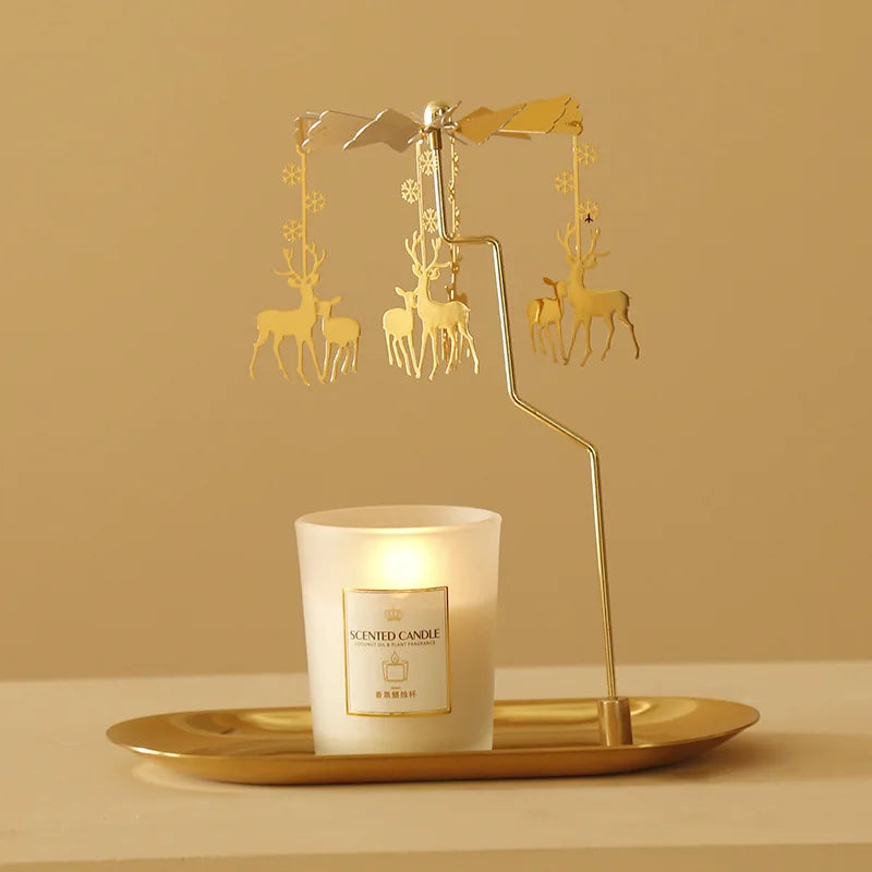Rotating Horse Carousel Candlestick Lamp | 10 Colors | Iron Rotating Candle Holder Qme