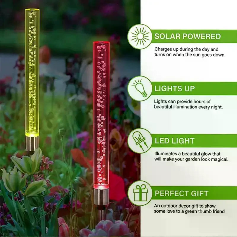Solar Bubble Bar Garden Light – Color Changing Path Lamp Solar Path Light Qme