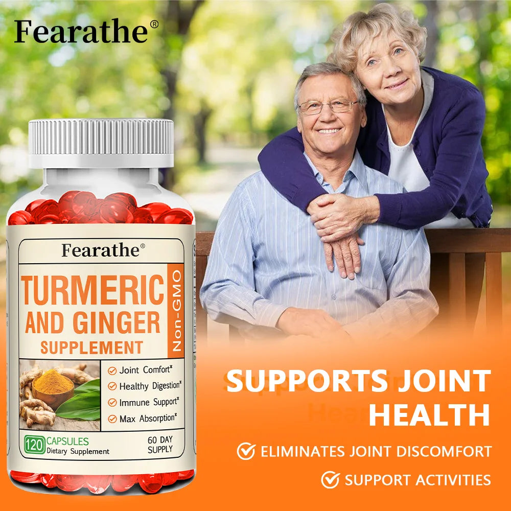Turmeric Curcumin Capsules with Ginger & Black Pepper | Fearathe Herbal Supplement Qst