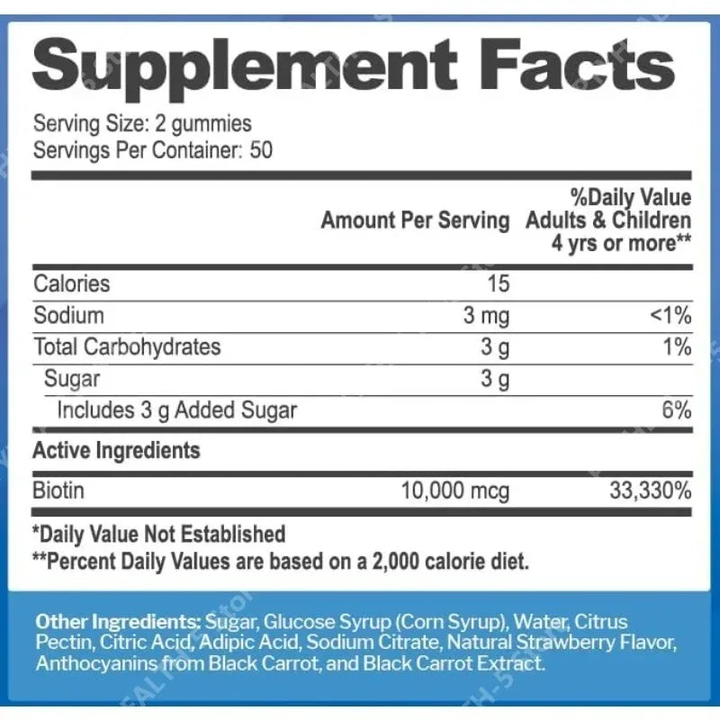 Biotin Gummies for Hair, Skin & Nails – Strawberry, 60ct Biotin Supplement Gummies Qst