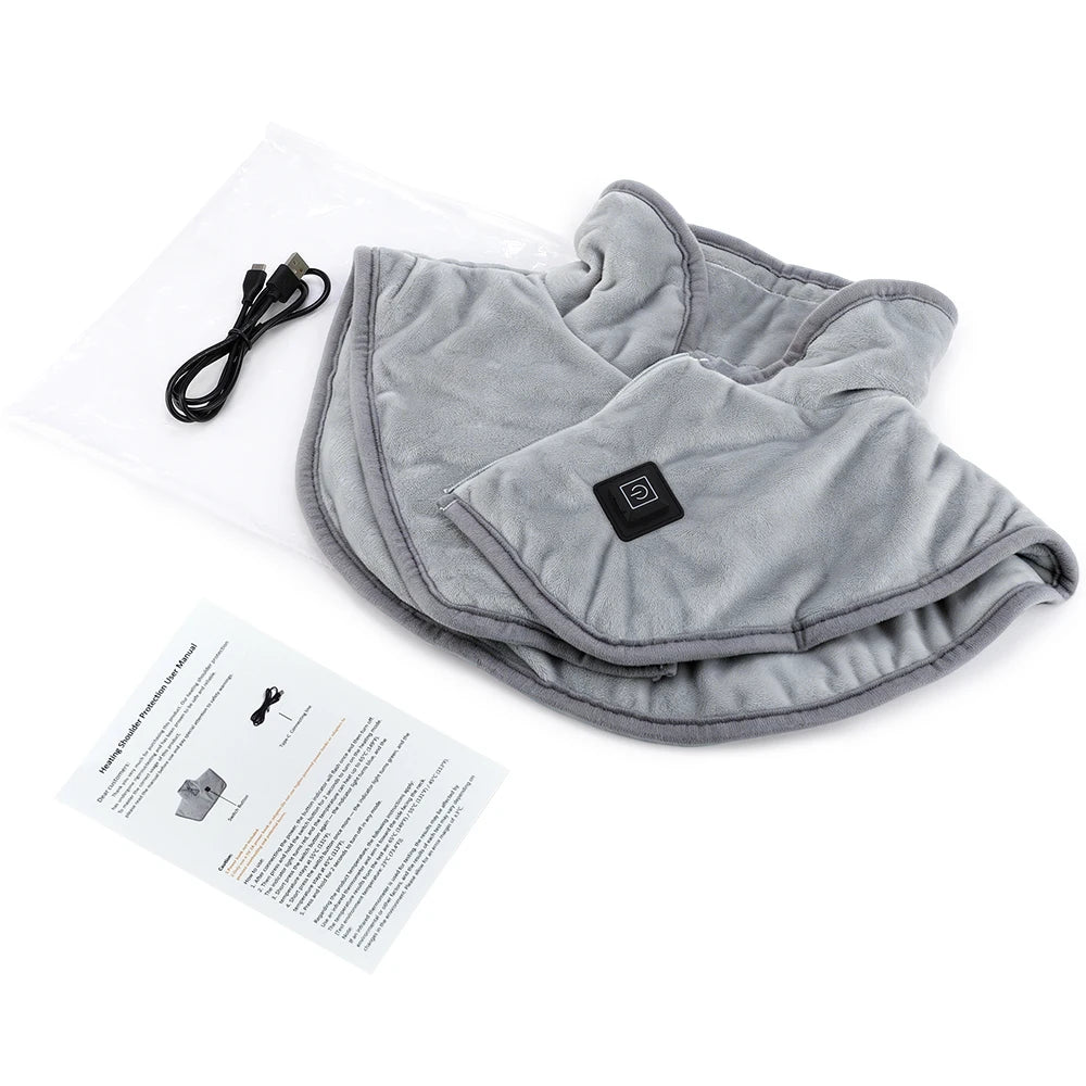 USB Heated Shoulder Wrap – 3-Level Electric Neck Warmer Heated Shoulder Wrap Qst GRAY