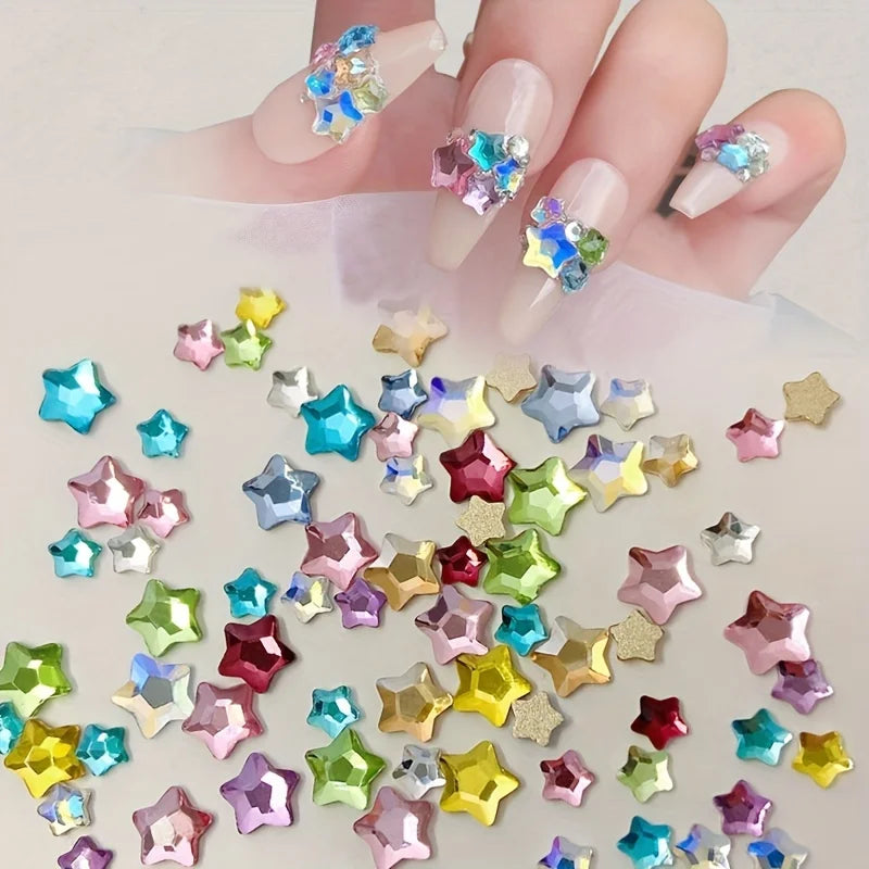 Star Flatback Rhinestone Crystal Nail Charms – 50pcs DIY Art Nail Art Charms Qme