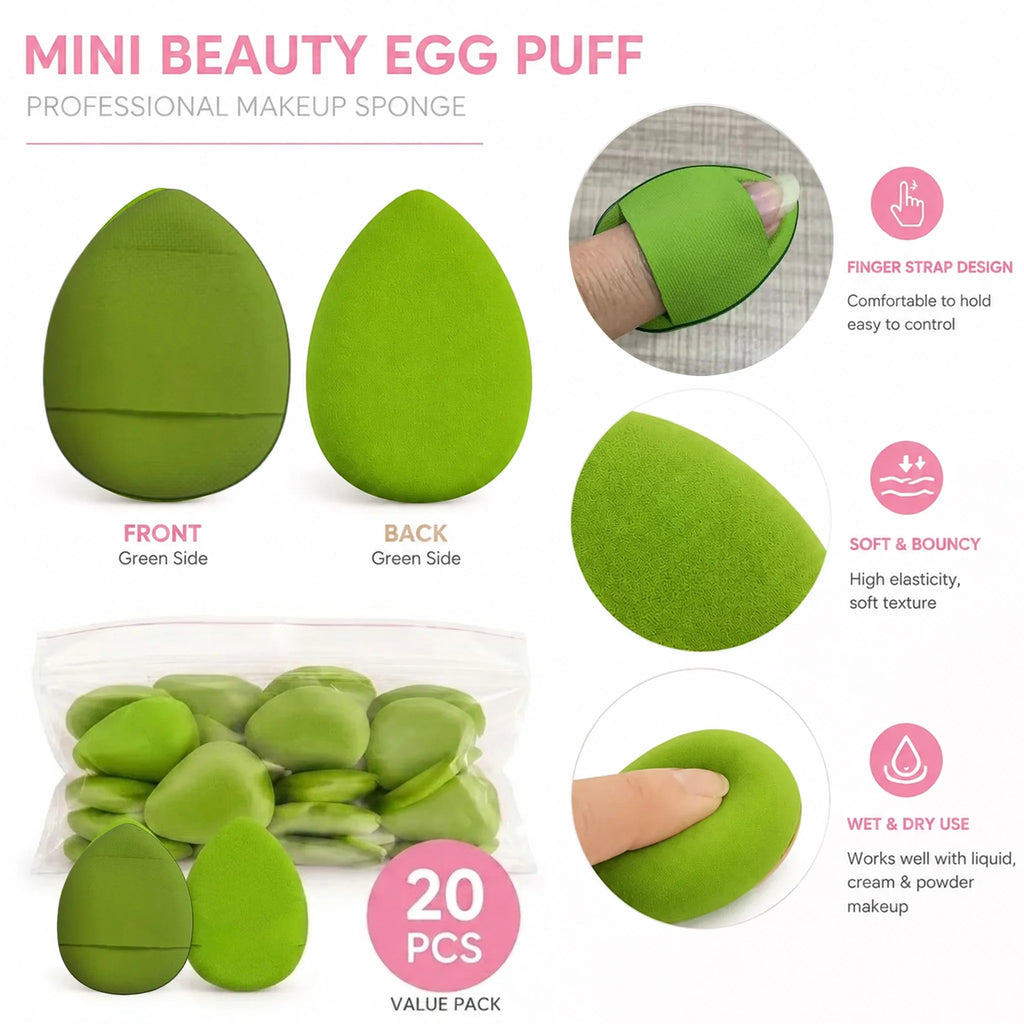 Mini Finger Puff Air Cushion Foundation Sponge Set – 20 Pcs Makeup Sponge Applicator Qme