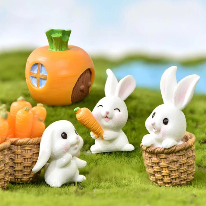 Mini Resin Rabbit Figurine – Easter Bunny Garden Ornament Resin Garden Figurine Qst