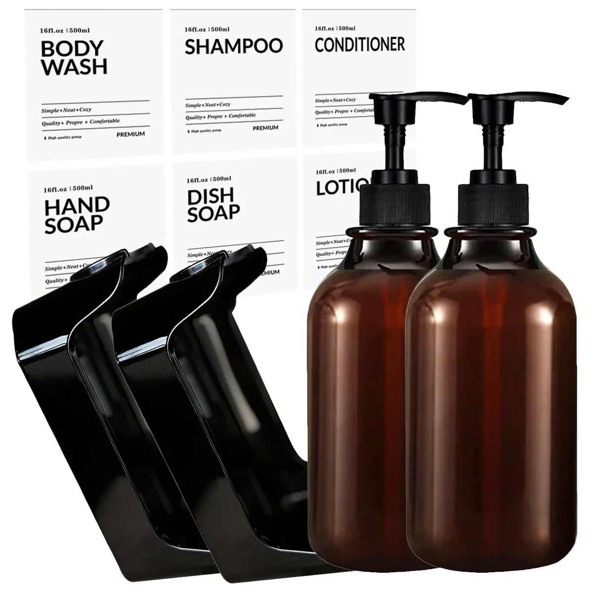 Wall Mounted Shower Soap Dispenser – 3-Chamber Shampoo Set Shower Soap Dispenser Qme 2PCS B
