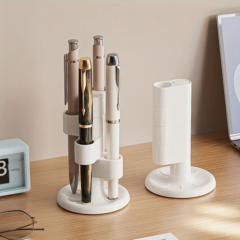 360° Rotating Desktop Pen & Pencil Holder – White Organizer Rotating Pen Holder Qme