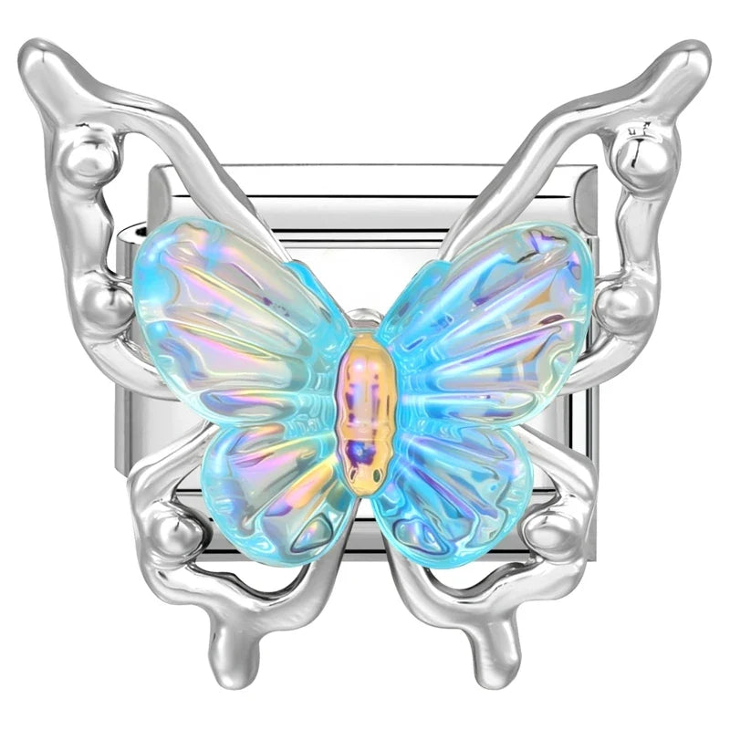 Zircon Italian Charm Links – Flower Butterfly Star Tassel, 16 Colors Italian Charm Links Qme Style 13