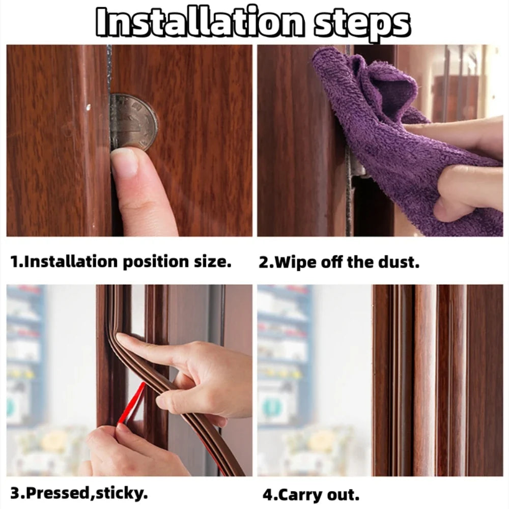 6M Silicone Self-Adhesive Door & Window Sealing Strip Weatherstrip Seal Qme