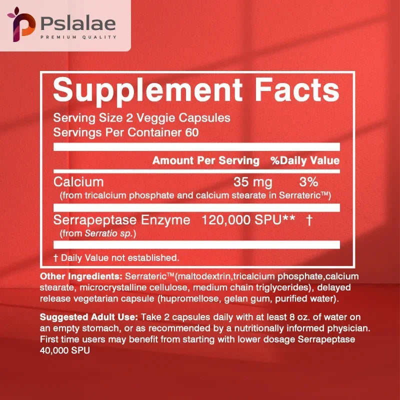 Serratiopeptidase Capsules – Sinus & Immune Support | Pslalae Enzyme Supplement Qst