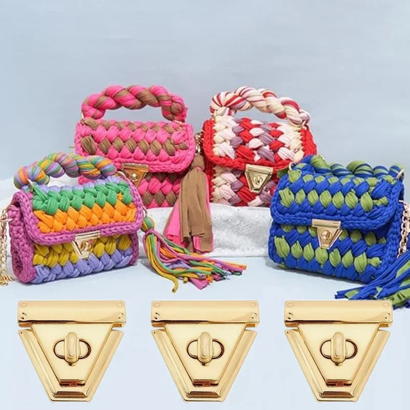 Metal Triangle Turn Lock Clasp – DIY Handbag Purse Hardware Bag Hardware Clasp Qme