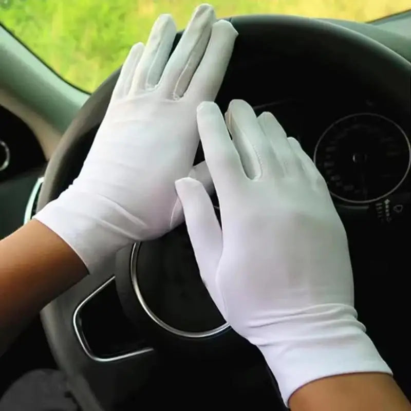 White Knit Gloves for Etiquette, Inspection & Cleaning Use Knit Gloves Qst