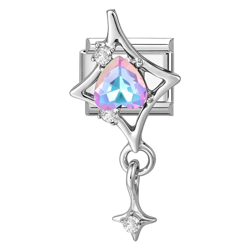 Zircon Butterfly Heart Italian Charm Links – 41 Colors