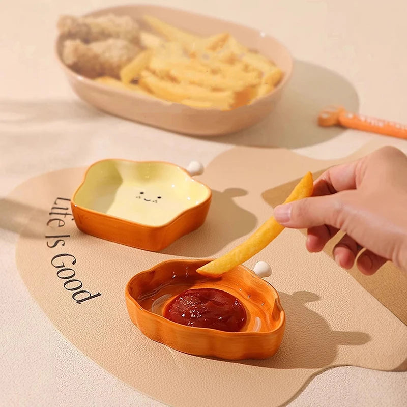 Ceramic Croissant Dipping Plate – Cute Dessert & Snack Dish Ceramic Dipping Plate Qst