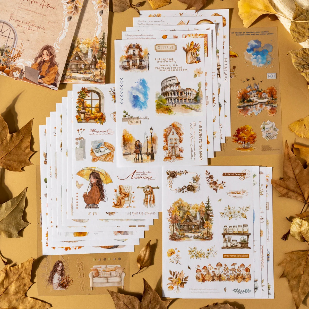 Golden Autumn Die Cut Sticker Sheets – 20 Sheets for Crafts Die Cut Sticker Sheets Qme