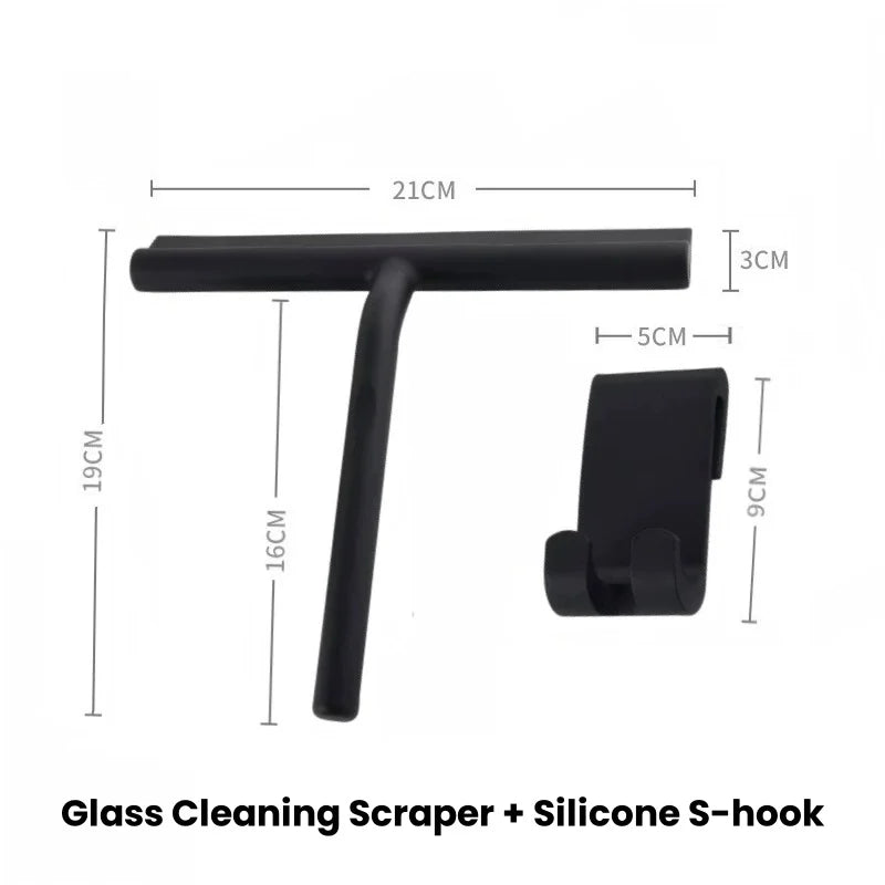 Silicone Shower Squeegee – Window & Glass Cleaning Scraper Shower Squeegee Qme Black