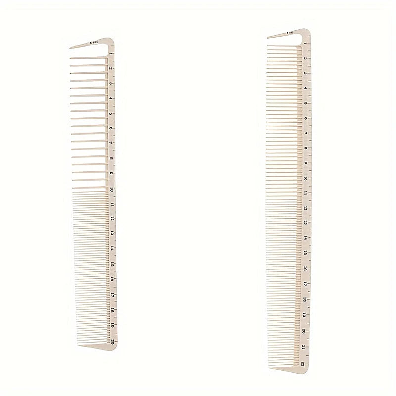 White Hair Styling Combs with Size Markings – All Hair Types Hair Styling Comb Qme 2PCS