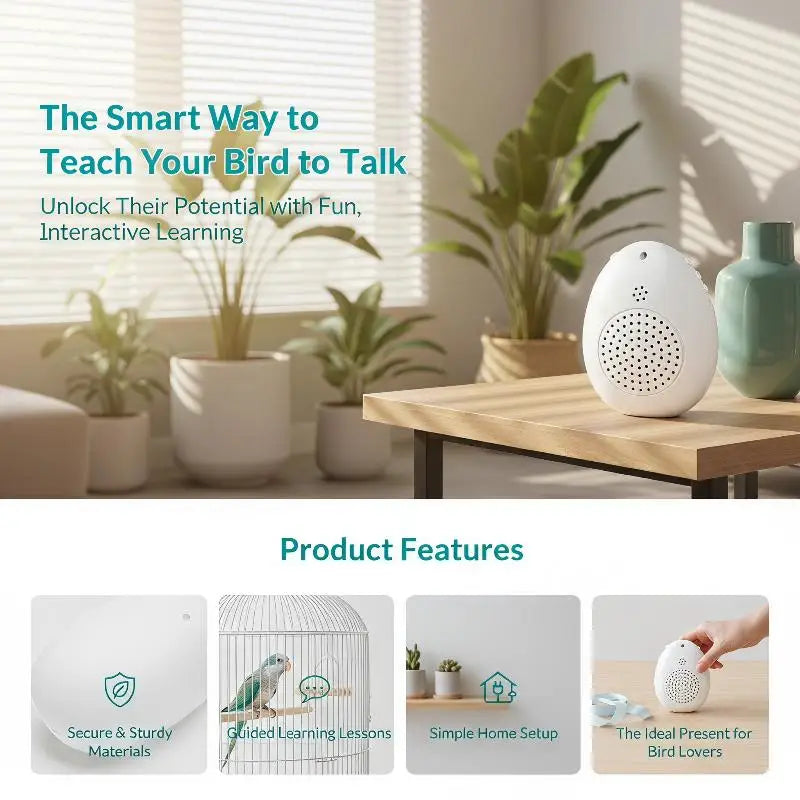 Parrot Speech Trainer – Loop Playback & Multiple Modes Portable Bird Training Device Qme