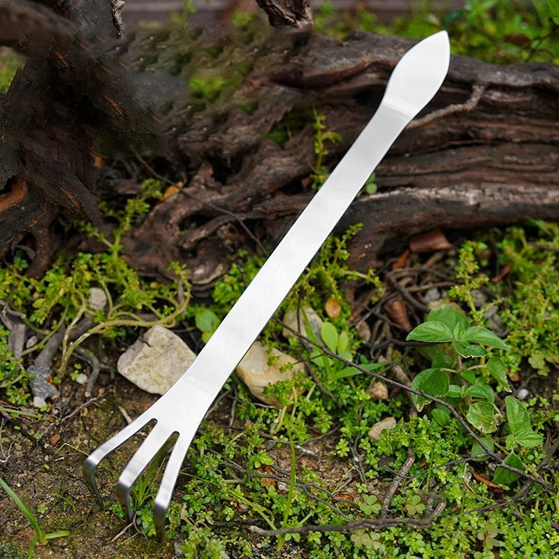 Handheld Stainless Steel Garden Rake – Rustproof 3-Prong Tool Handheld Garden Rake Qme