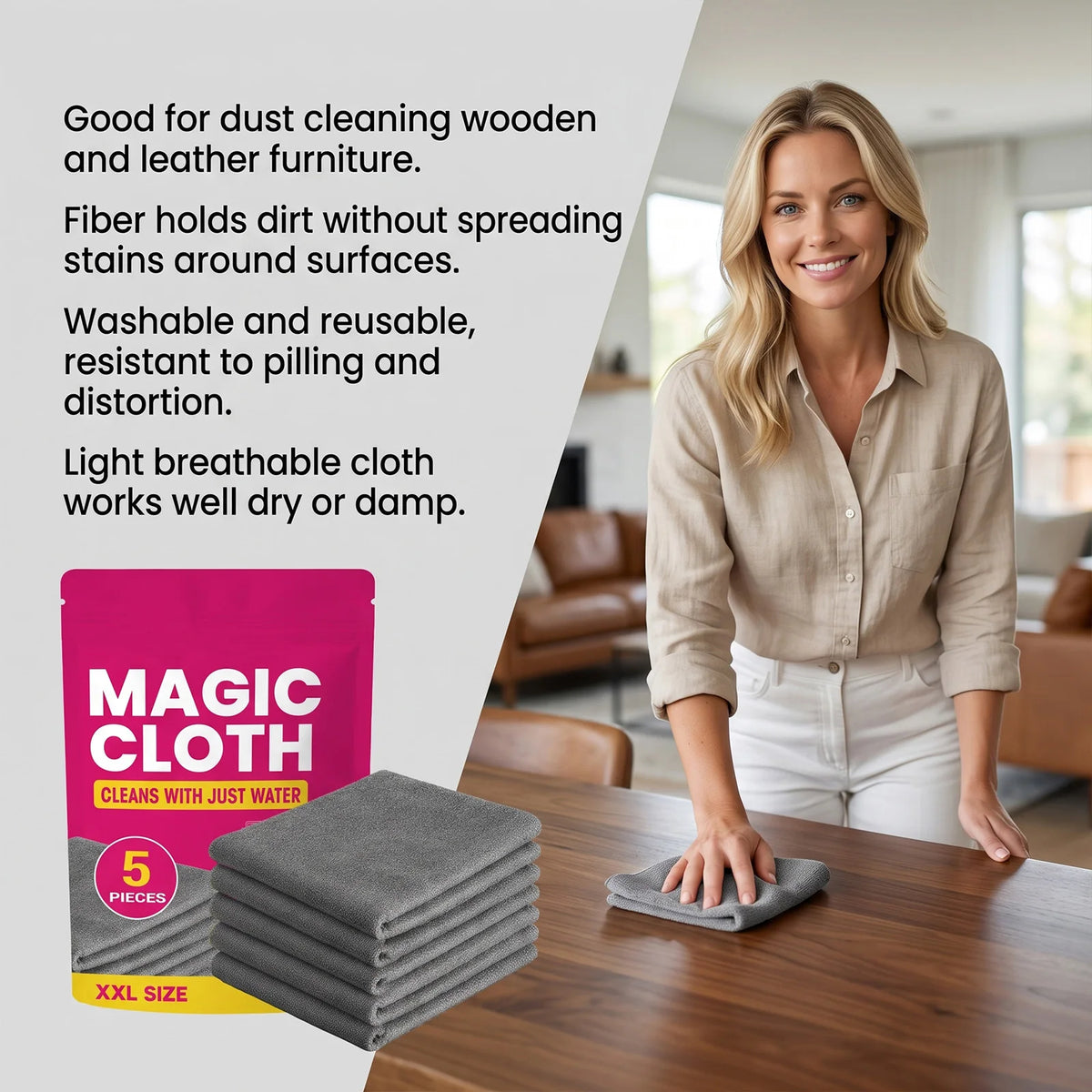 5-Pack Magic Microfiber Cleaning Cloths – Multi-Surface Microfiber Cleaning Cloth Qst