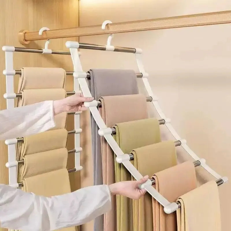 Multi-Layer Foldable Pants Hanger – Non-Slip Space Saver Pants Hanger Rack Qme