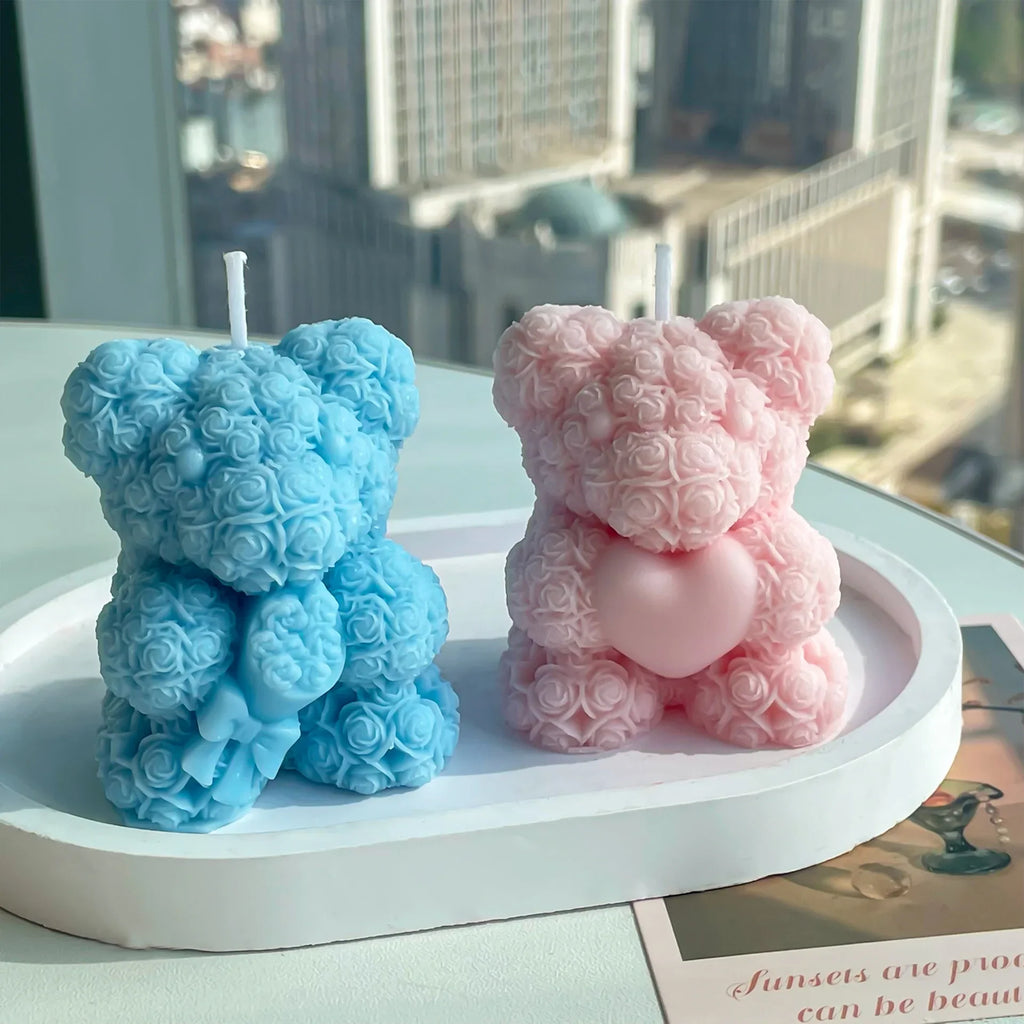 6-Piece Rose Bear Scented Candle Set – Home Décor Ornament Scented Candle Set Qme