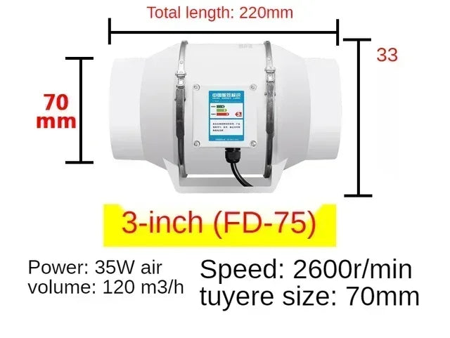 ZARTSEN Quiet Inline Duct Fan – Bathroom & Kitchen Ventilation Inline Exhaust Fan Qst purecoppermotor3inch AU