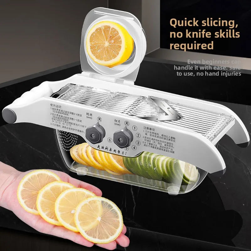 Manual Lemon & Fruit Slicer – Stainless Steel Blade Kitchen Tool Fruit & Vegetable Slicer Qst