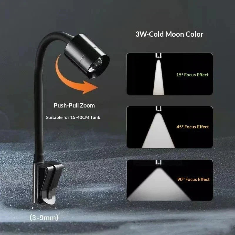 Zoomable 3W LED Fish Tank Lamp – Aquarium Spotlight Aquarium LED Lamp Qme A2