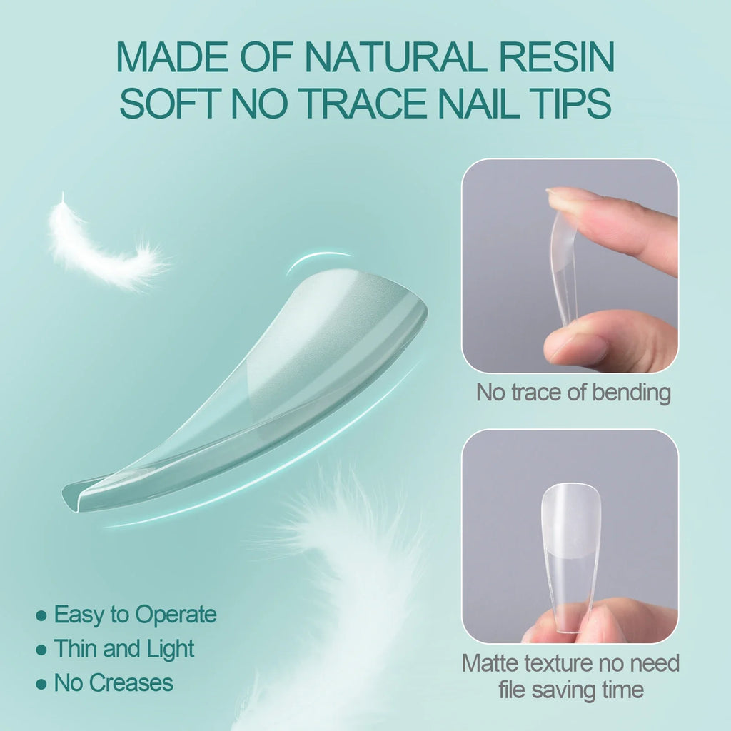 Nailpop Clear Acrylic False Nail Tips 120pcs – 12 Sizes, Reusable False Nail Tips Qme