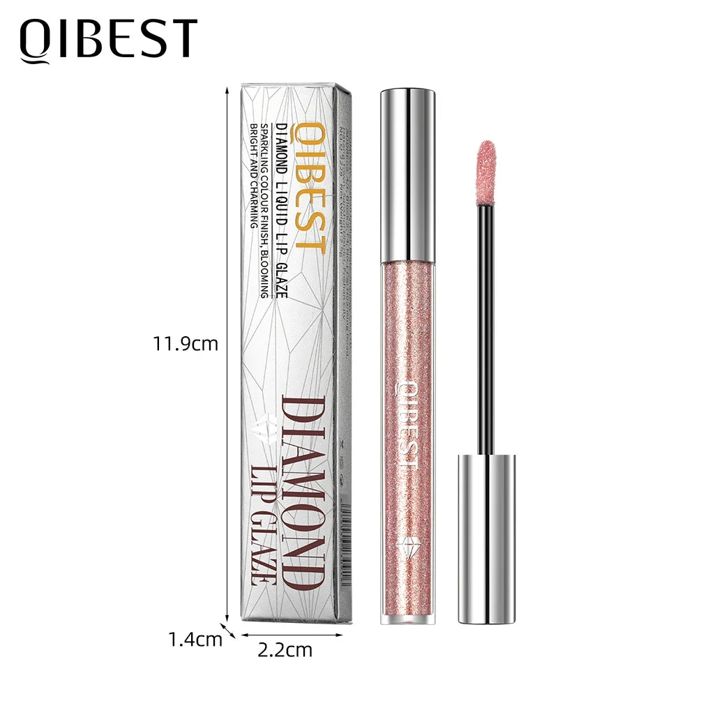 Diamond Glitter Liquid Lipstick – Waterproof Pearl Shimmer Lip Gloss Liquid Lipstick Qme