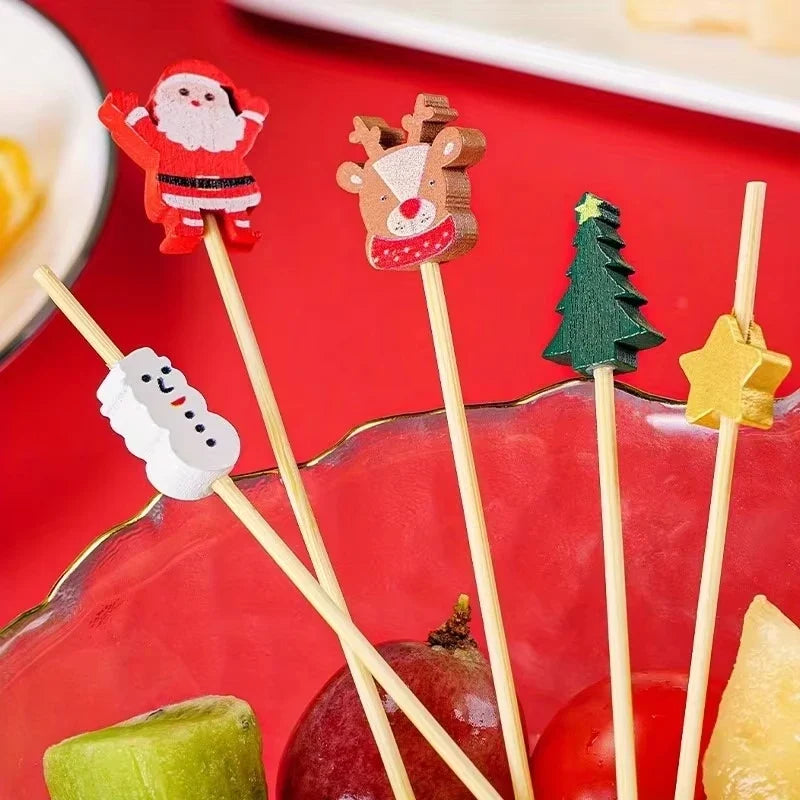 Christmas Toothpick Set 50pcs – Holiday Party Decorations Holiday Party Picks Qme