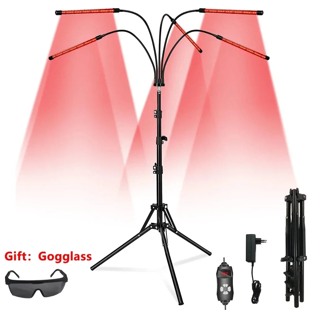 ZONGKUNG Red Light Therapy Lamp 660nm 850nm – 4/5 Head with Stand Red Light Therapy Lamp Qst 5 Head with Goggles