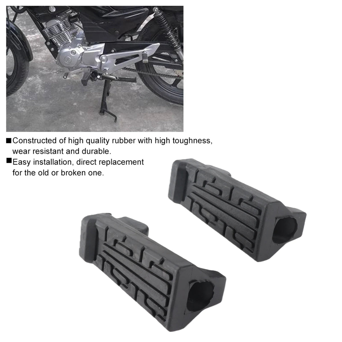 Rubber Front Foot Pegs for Yamaha YBR 125 – 1 Pair Motorcycle Foot Pegs Qst