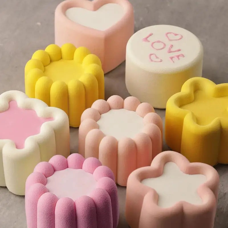 Silicone Molds – Flower Heart Star Square for Cake, Soap & Crafts Silicone Baking Mold Qst