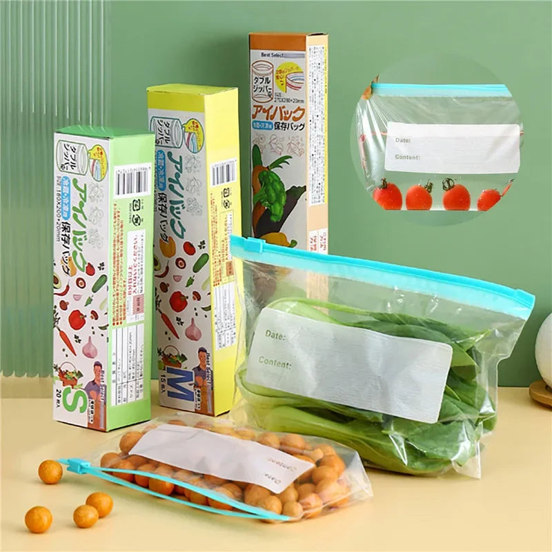 Thickened Sliding Lock Freezer Bags, Food-Grade PE – 10 Pack Food Storage Bags Qme