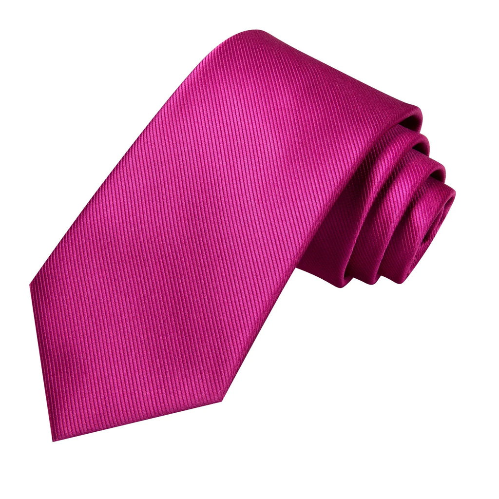 Hi-Tie Men's Silk Jacquard Necktie – Solid Pink & Green Silk Jacquard Necktie Qme