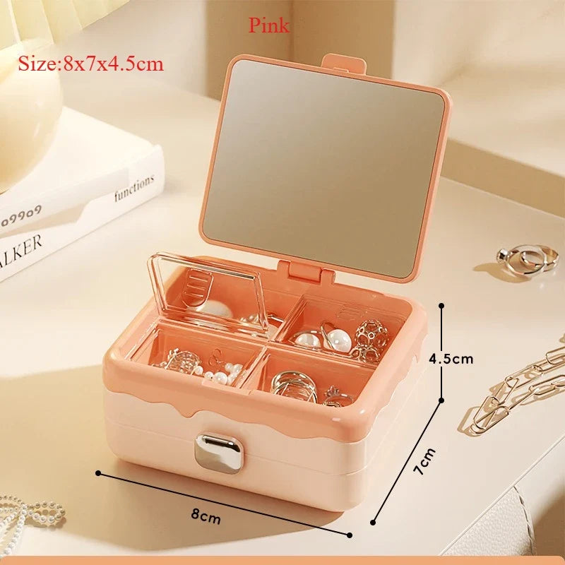 Portable Mini Jewelry Organizer Box – Earrings, Rings & Necklaces Jewelry Storage Box Qme