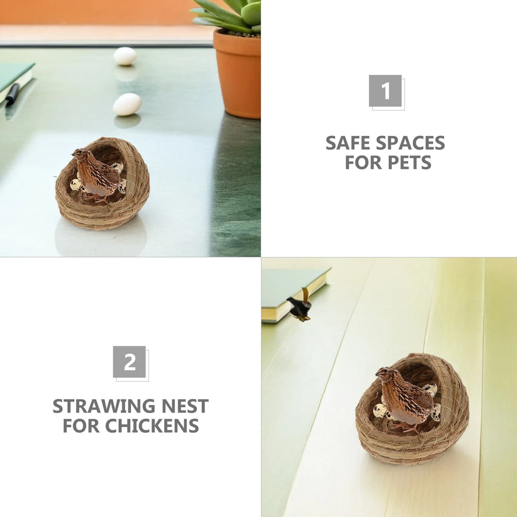 Handwoven Straw Bird Nest for Finch Canary Lovebird Parrot Bird Breeding Nest Qme