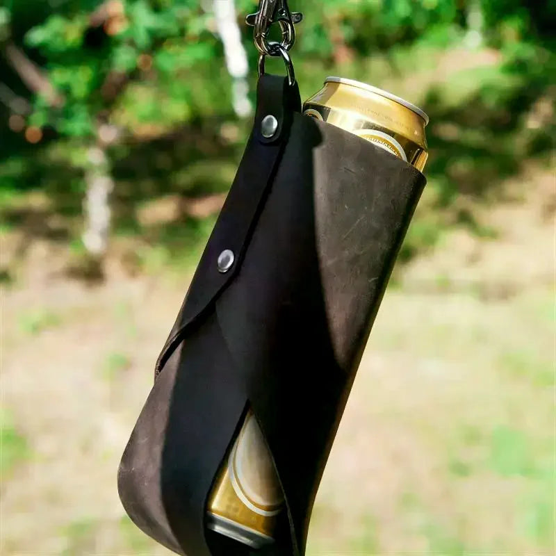 PU Leather Bottle Holder Belt Bag – Fits 500–750ml Bottles Bottle Holder Belt Bag Qme